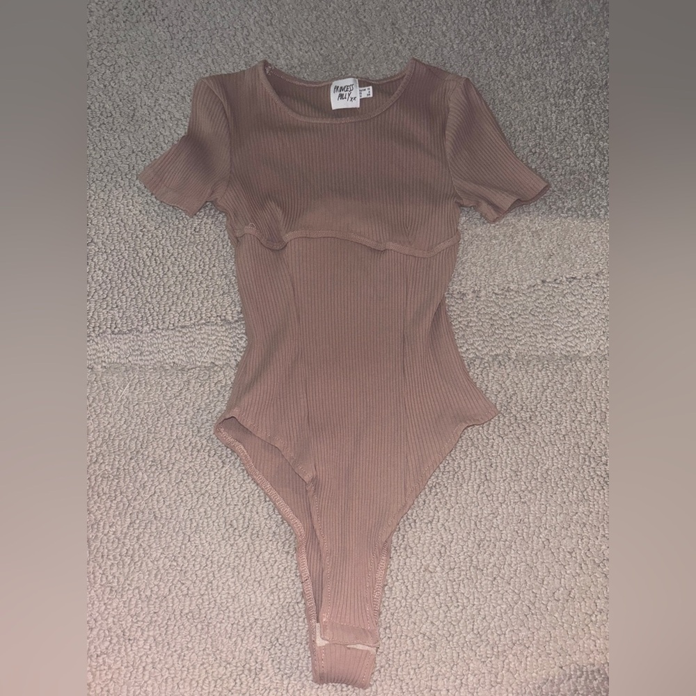 Princess Polly Tan Short Sleeve Body Suit Tight Womens US 6
